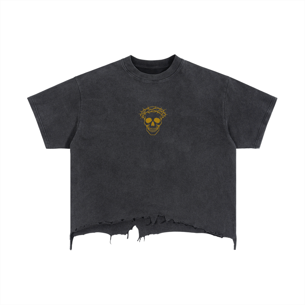 Vintage Wash Boxy Distressed Hem T-Shirt