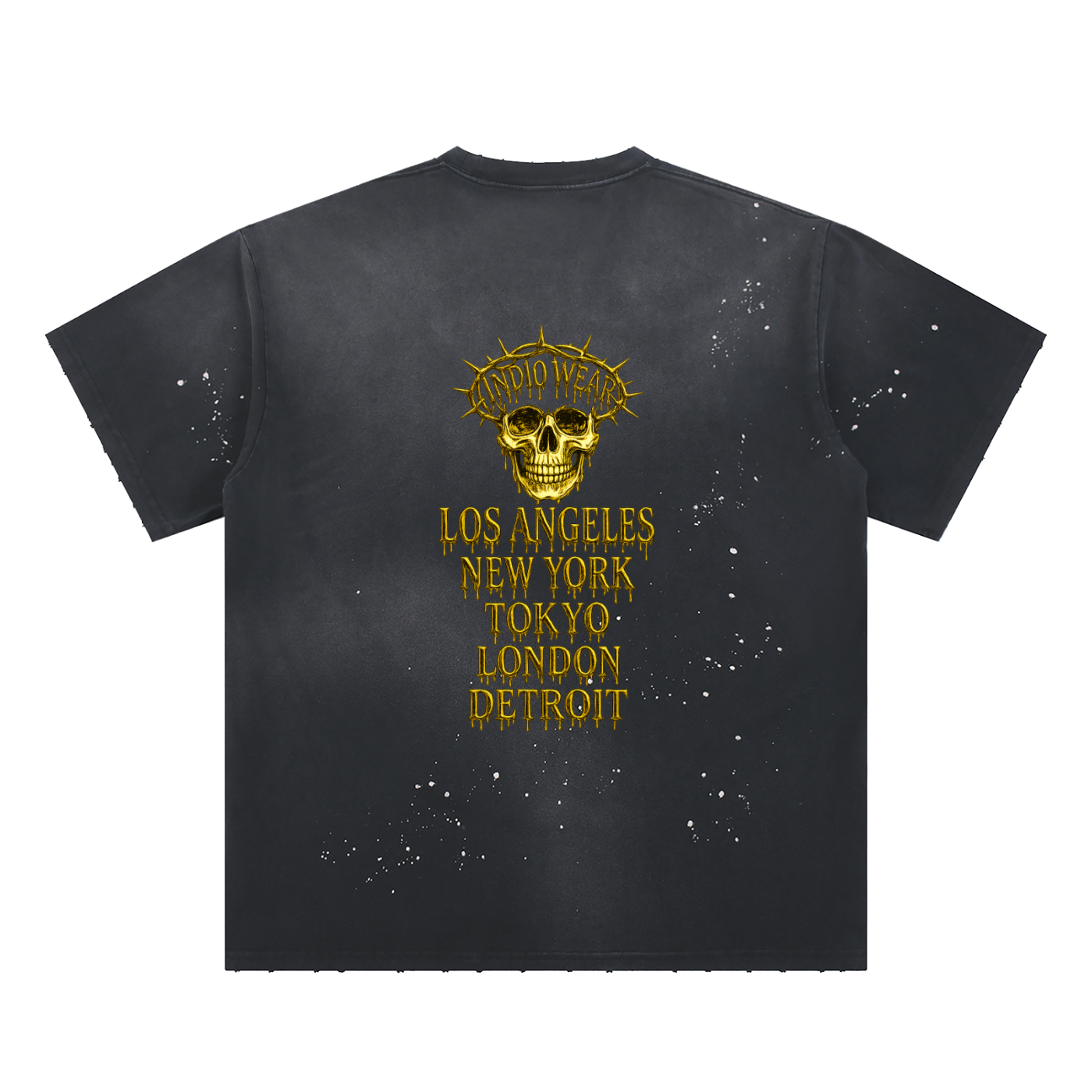 Hand-Frayed Sunfade Paint Splatter Japanese Logo