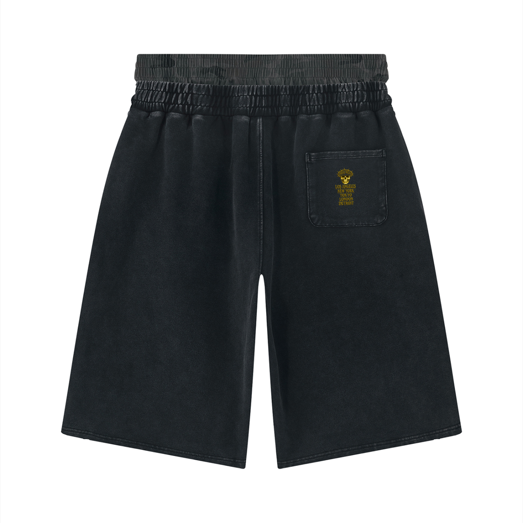 Unisex Vintage Wash Distressed Wide Leg Shorts Indio