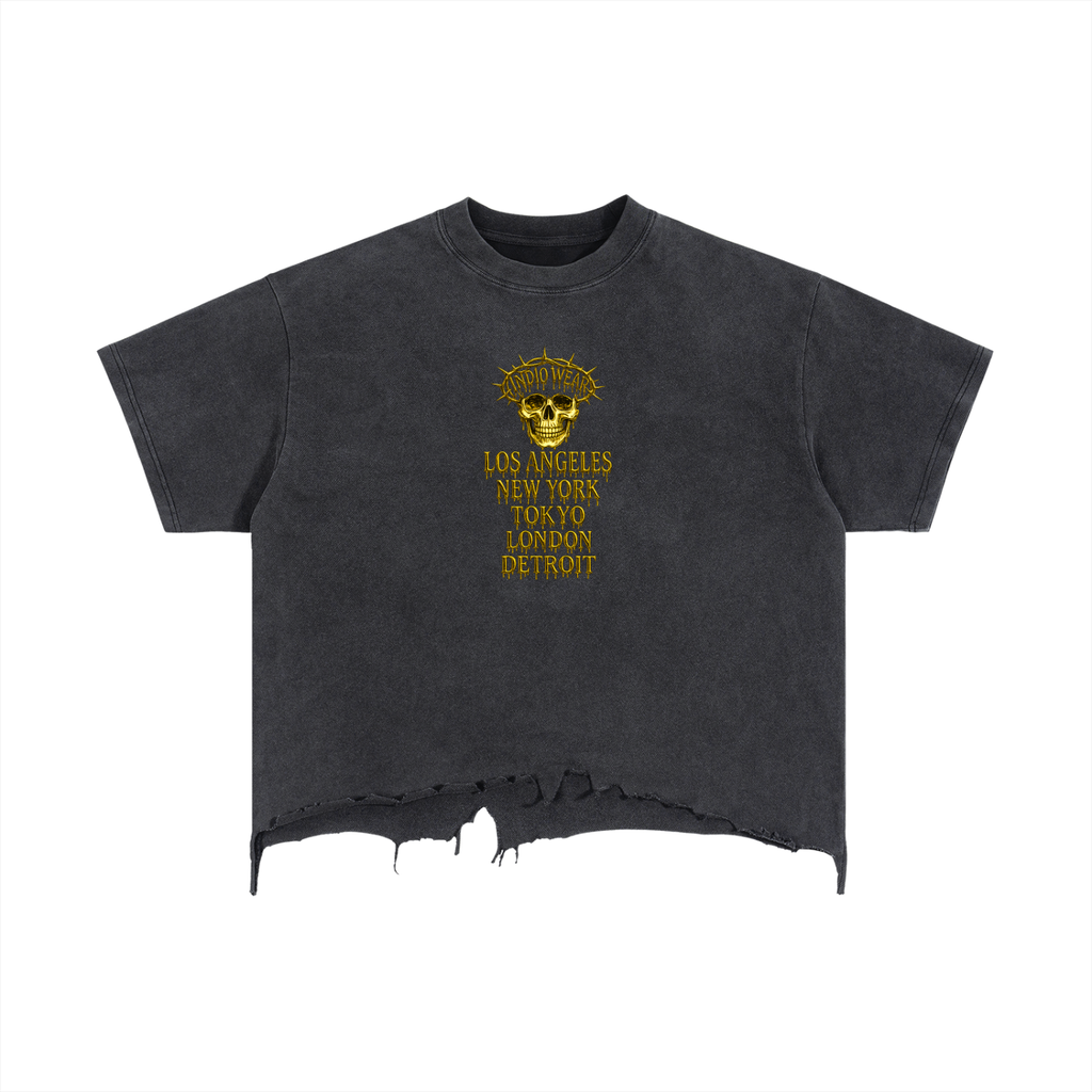 Vintage Wash Boxy Distressed Hem T-Shirt